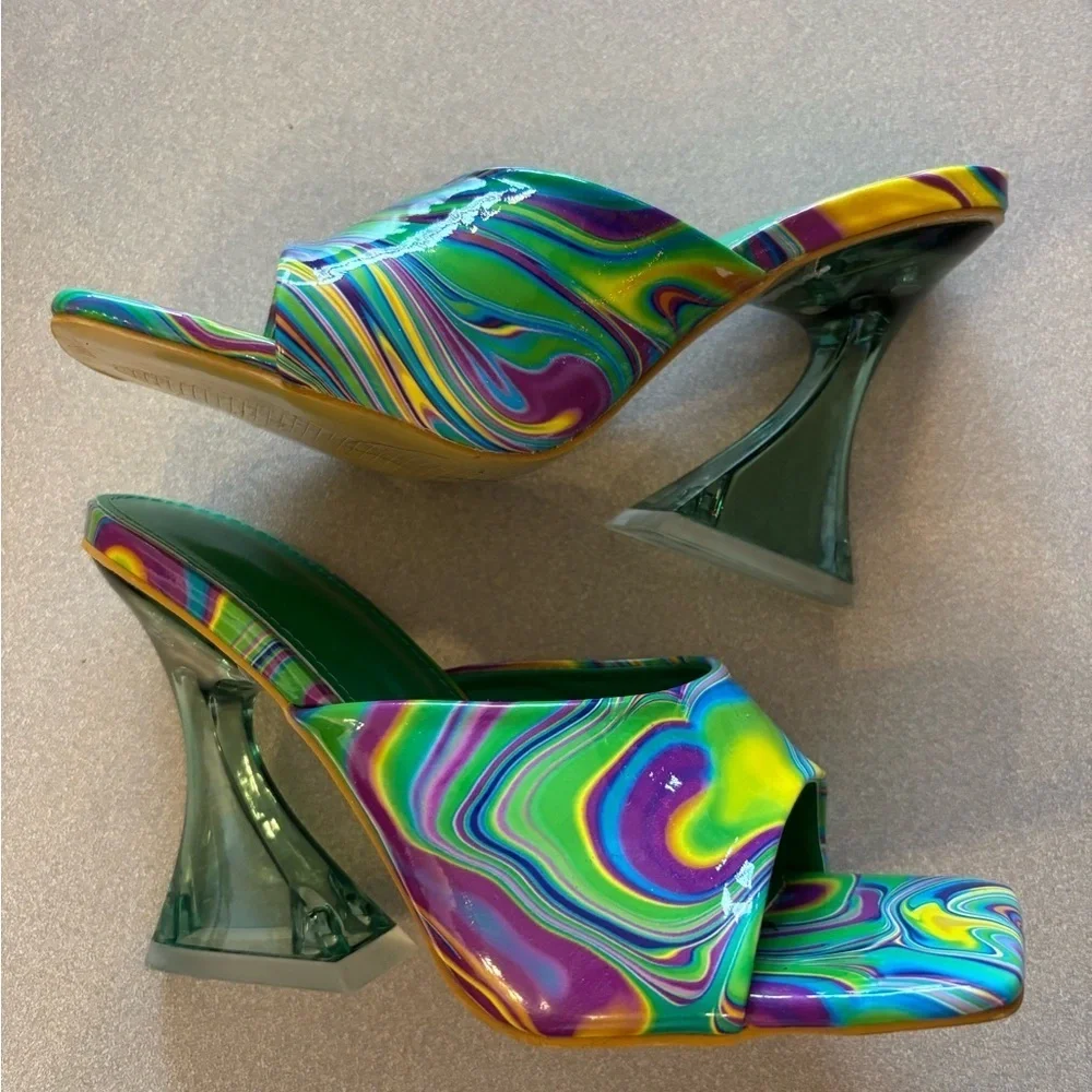 Lot of 3 Retro 70s Neon Funky Heel Shoes